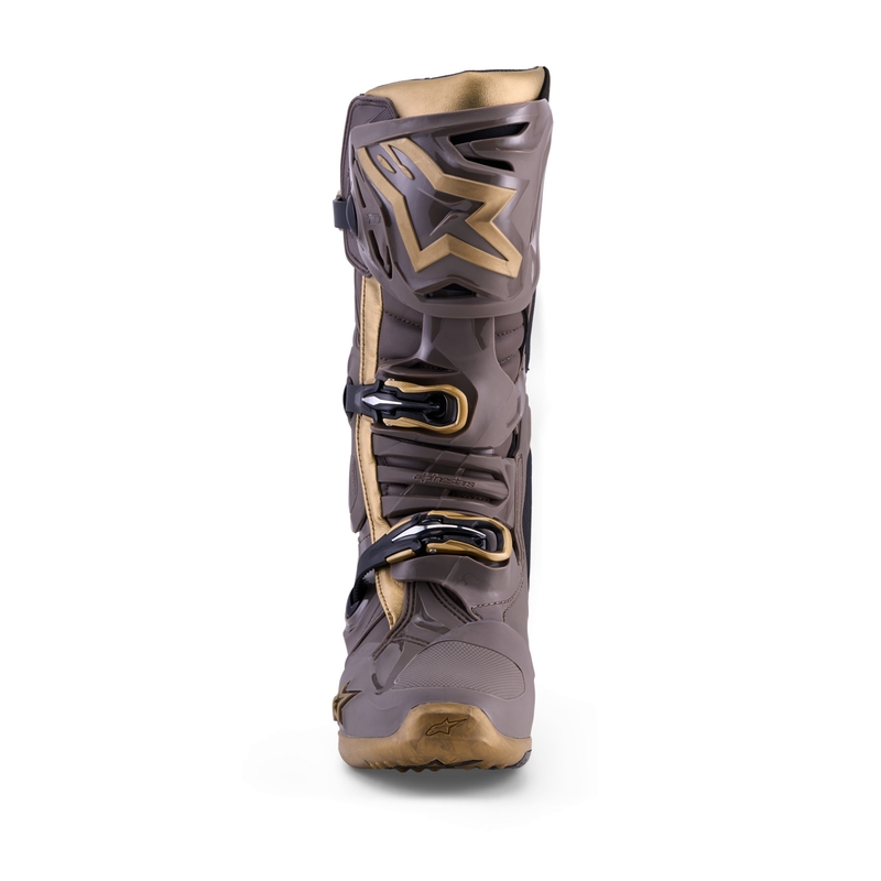 Topánky na motorku Alpinestars TECH 10 limitovaná edícia AIR GOLD hnedo zlaté
