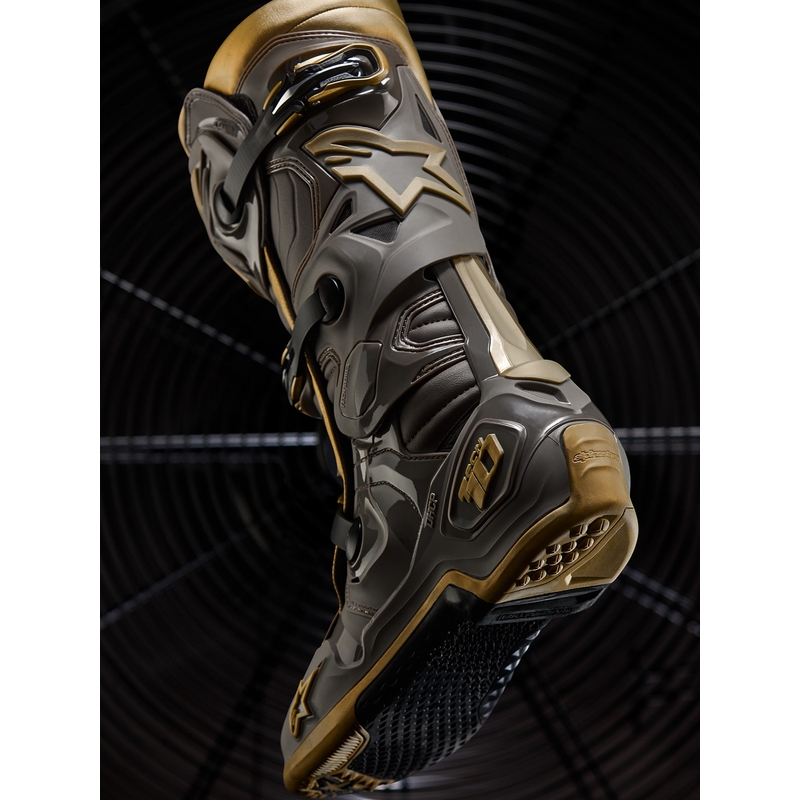 Topánky na motorku Alpinestars TECH 10 limitovaná edícia AIR GOLD hnedo zlaté