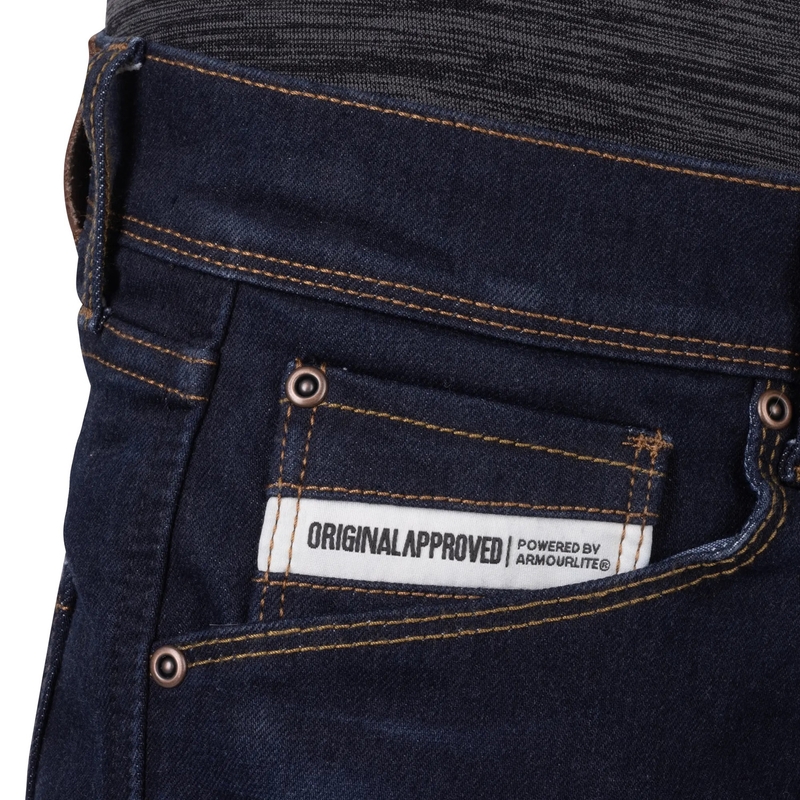 Predĺžené džínsy na motorku Oxford Marshal AAA Slim Fit čierne