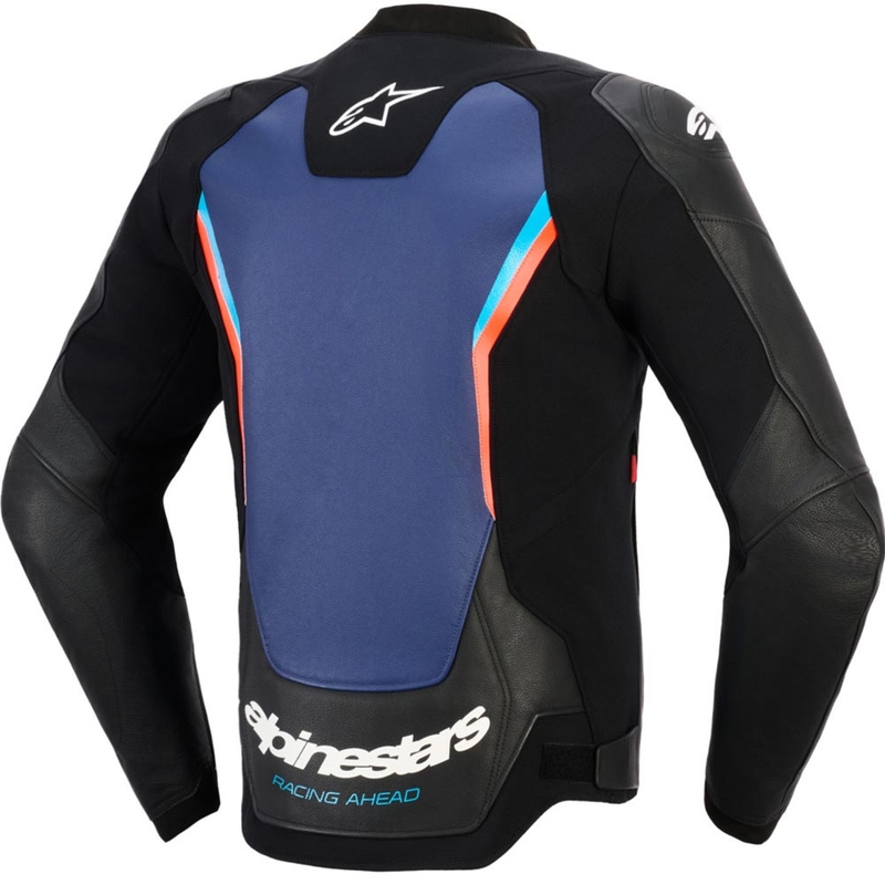 Kožená bunda na motorku Alpinestars GP Force V2 čierno-modro-fluo červená