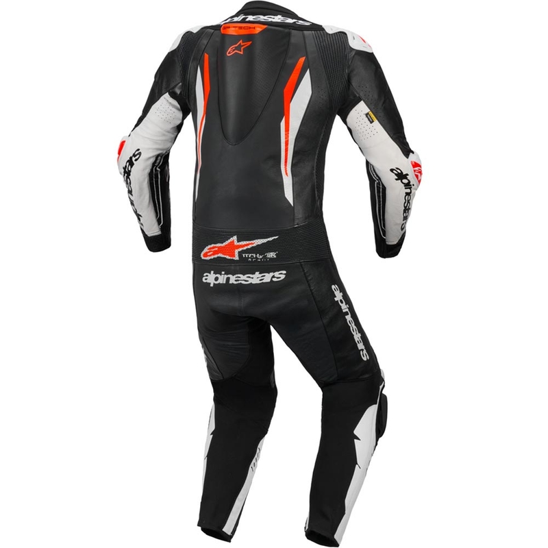 Jednodielna kožená kombinéza na motorku Alpinestars GP TECH V5 čierno-bielo-fluo červená