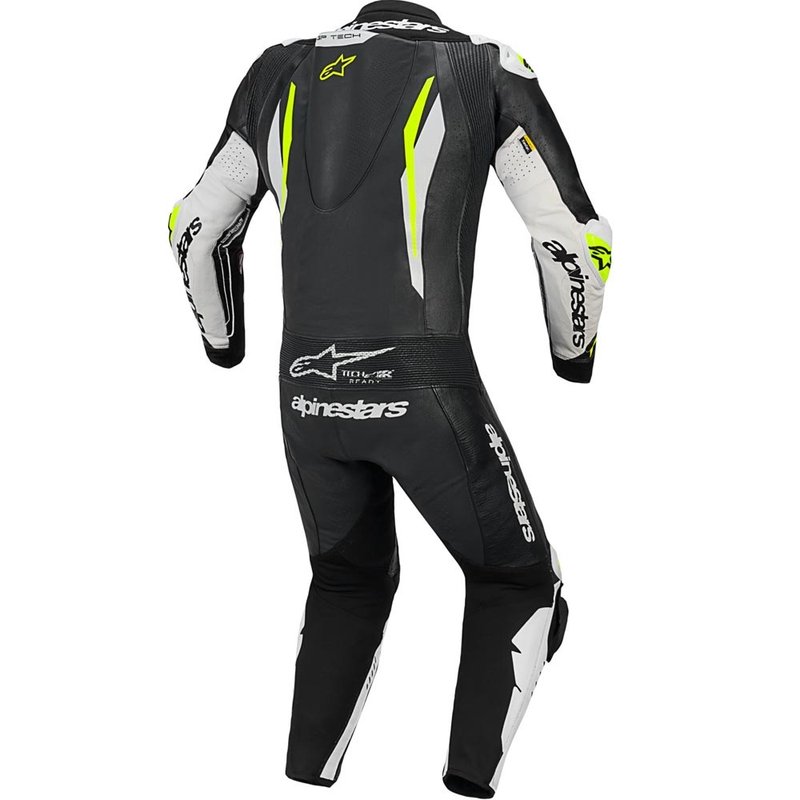 Jednodielna kožená kombinéza na motorku Alpinestars GP TECH V5 čierno-bielo-fluo žltá