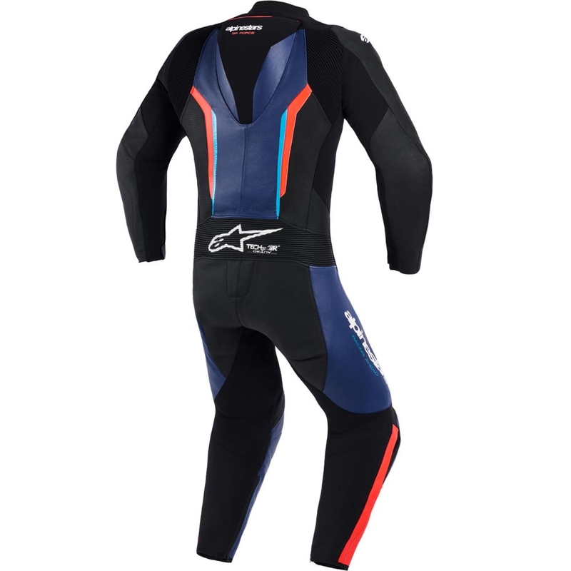 Jednodielna kombinéza na motorku Alpinestars GP FORCE V2 čierno-modro-fluo červená-