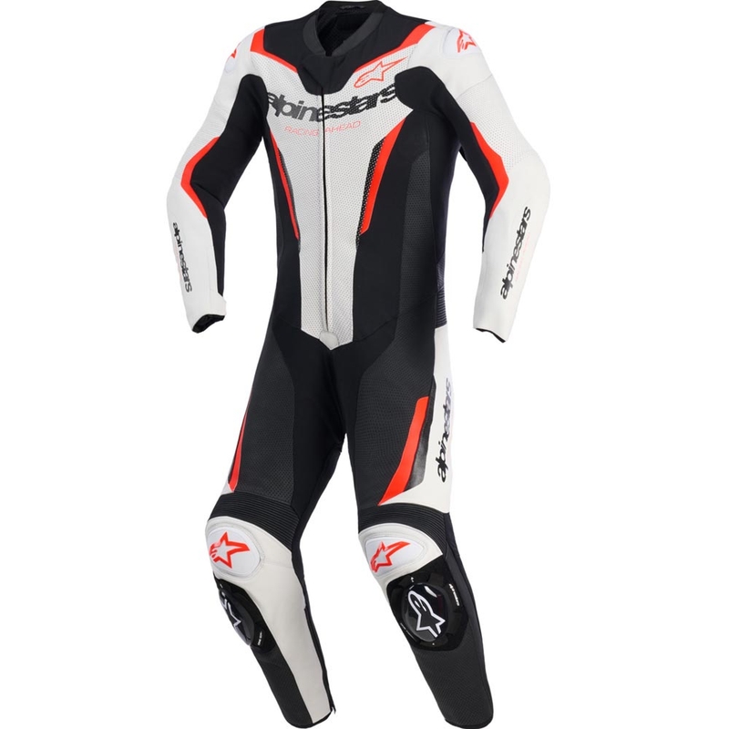 Jednodielna kombinéza na motorku Alpinestars GP FORCE V2 bielo-čierno-fluo červená