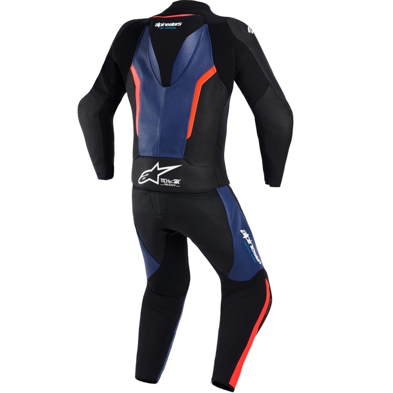 Dvojdielna kombinéza na motorku Alpinestars GP Force V2 čierno-modro-fluo červená