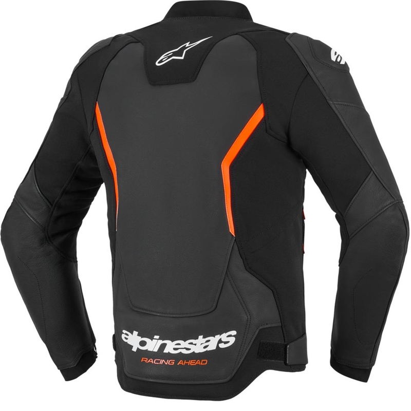 Kožená bunda na motorku Alpinestars GP Force V2 čierno-fluo červeno-biela