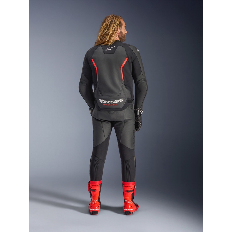 Kožená bunda na motorku Alpinestars GP Force V2 čierno-fluo červeno-biela