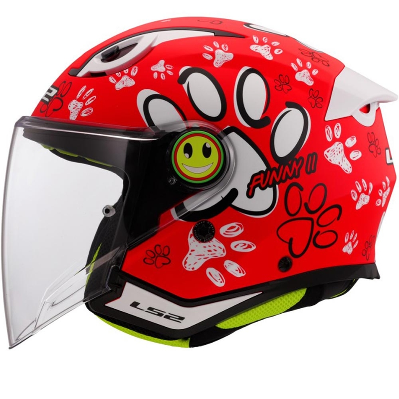 Detská otvorená helma na motorku LS2 OF622 Funny II Paws červená