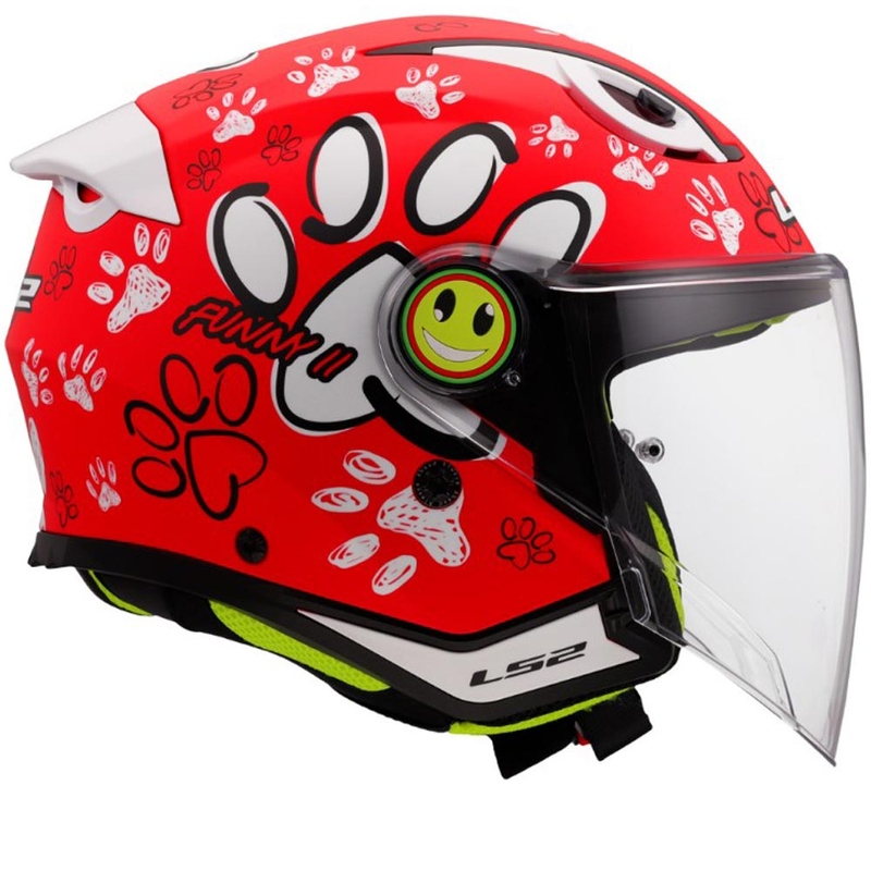 Detská otvorená helma na motorku LS2 OF622 Funny II Paws červená