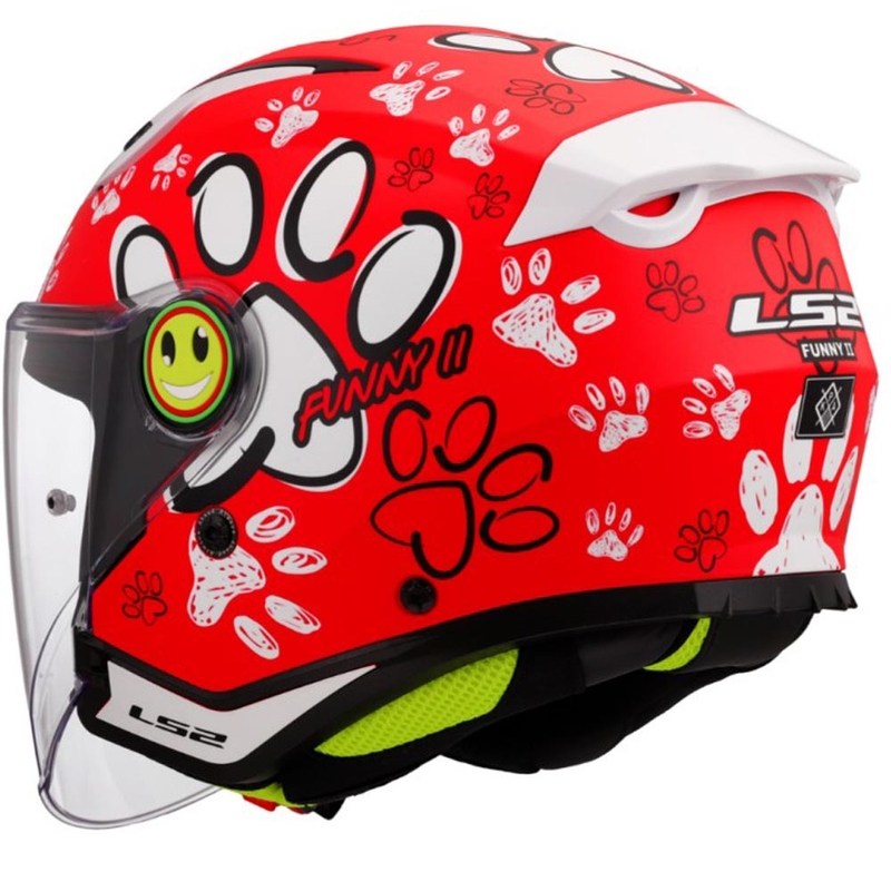 Detská otvorená helma na motorku LS2 OF622 Funny II Paws červená