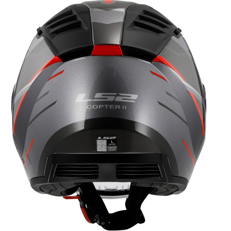 Otvorená prilba na motorku LS2 OF600 Copter II Diston sivo-červená