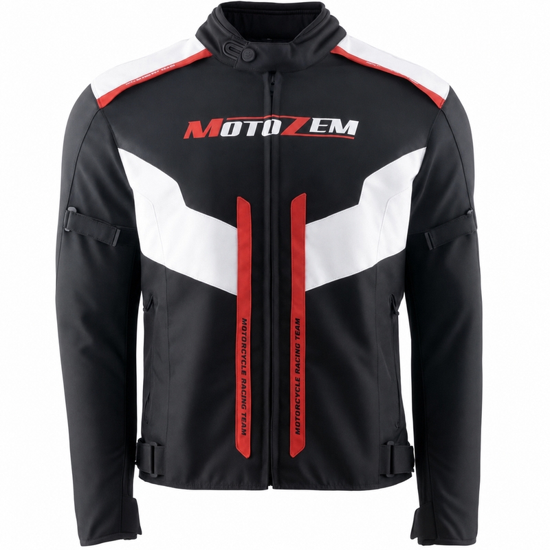 Bunda na motorku Motozem Team 2 čierno-biela