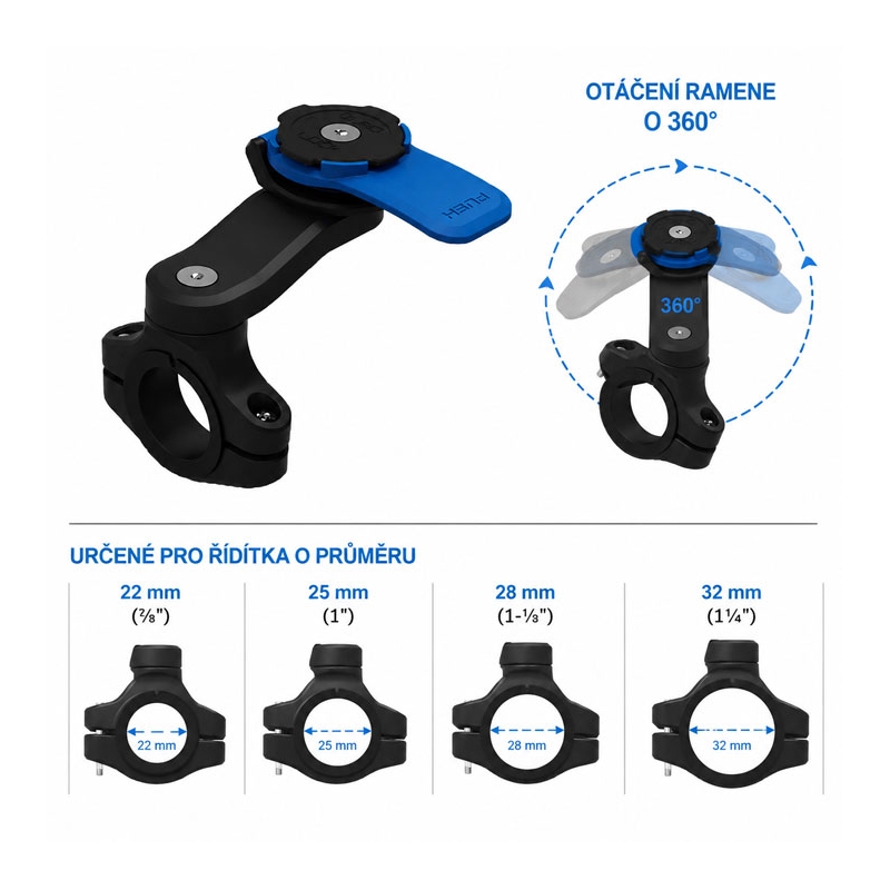 Držiak na upevnenie telefónu na riadidlá Quad Lock® Motorcycle Handlebar Mount (V2)