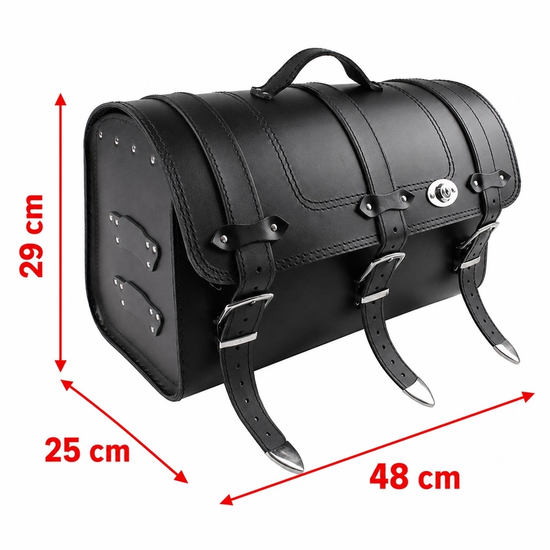 Kožený moto kufor na motorku Chopper RSA-131A so zámkom