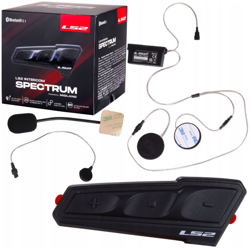 Bluetooth interkom na motorku LS2 Spectrum čierny