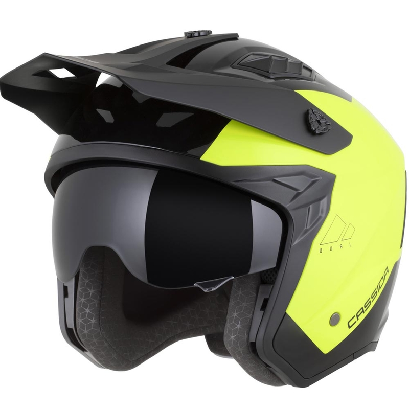 Modulárna helma na motorku Cassida Cross Country Dual fluo žlto-čierna