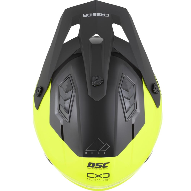 Modulárna helma na motorku Cassida Cross Country Dual fluo žlto-čierna