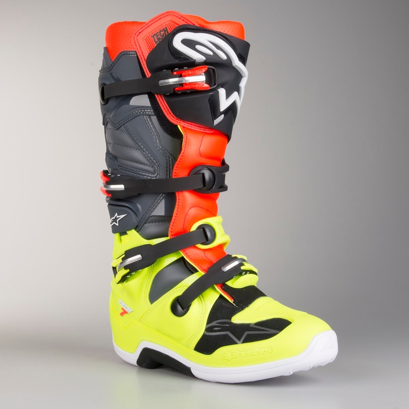 Vysoké čižmy na motocykel Alpinestars Tech 7 červeno-fluorescenčno žlté