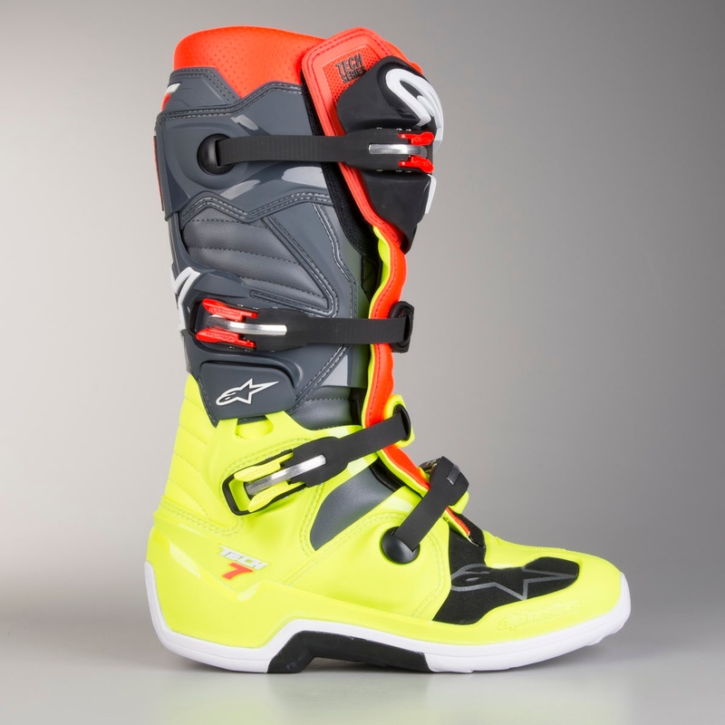 Vysoké čižmy na motocykel Alpinestars Tech 7 červeno-fluorescenčno žlté
