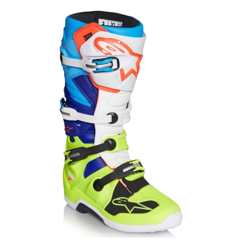 Vysoké čižmy na motocykel Alpinestars Tech 7 žlto-bielo-modro-červeno-čierne