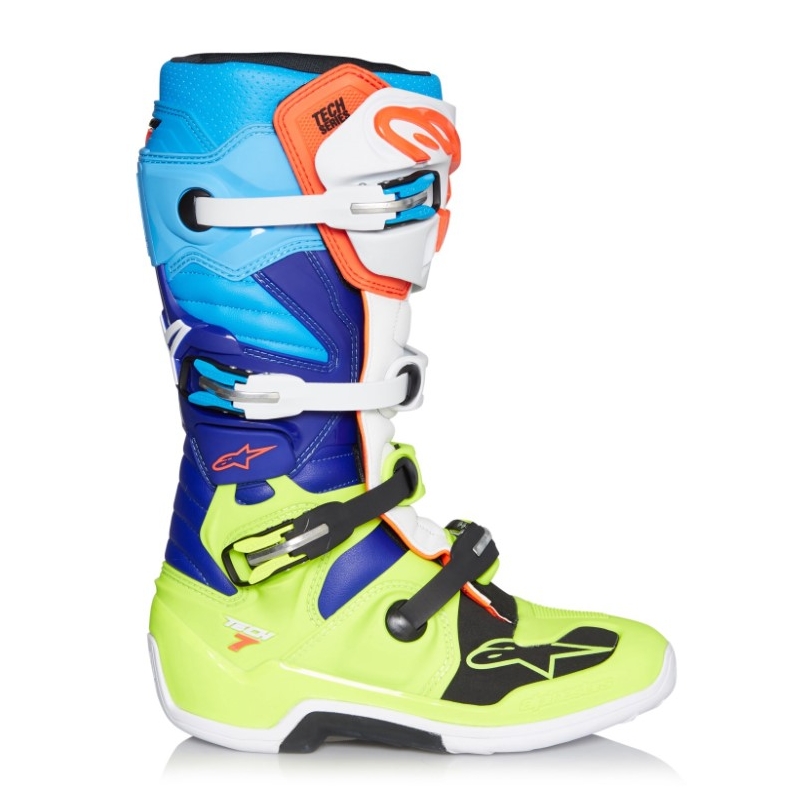 Vysoké čižmy na motocykel Alpinestars Tech 7 žlto-bielo-modro-červeno-čierne