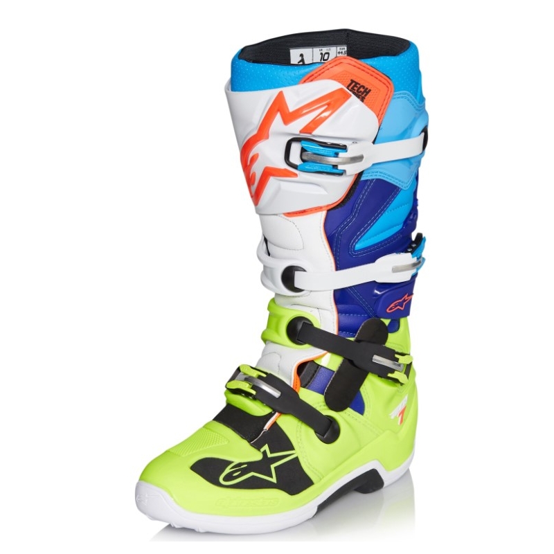 Vysoké čižmy na motocykel Alpinestars Tech 7 žlto-bielo-modro-červeno-čierne