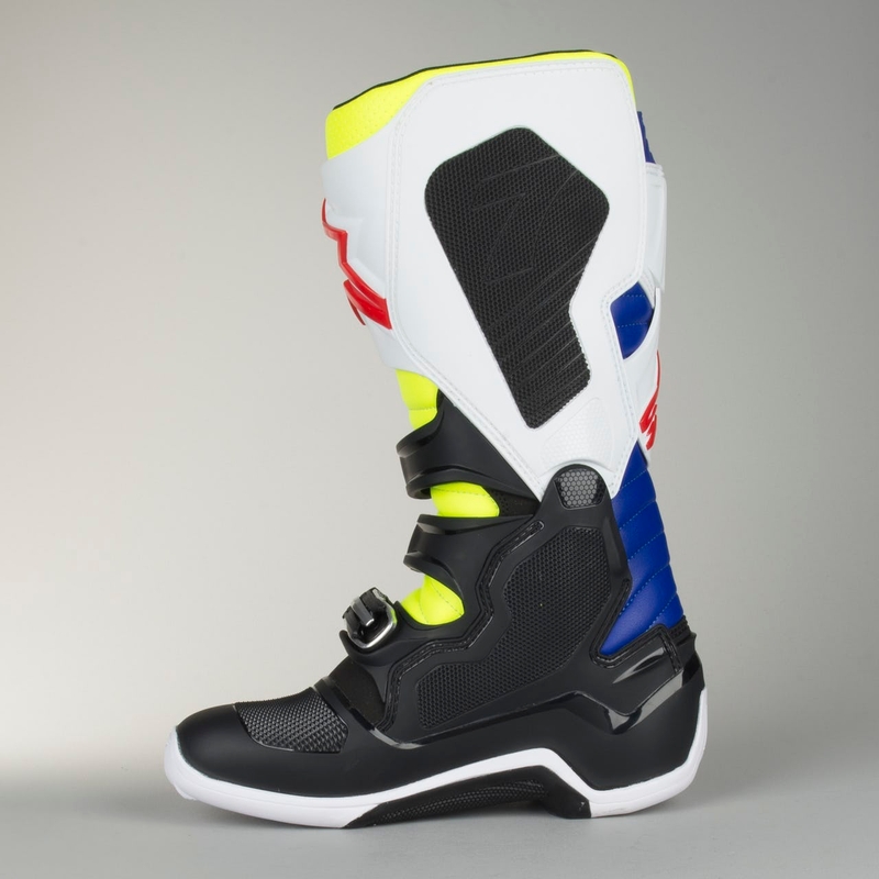Vysoké čižmy na motocykel Alpinestars Tech 7 bielo-čierno-modro-červeno-fluorescenčno žlté