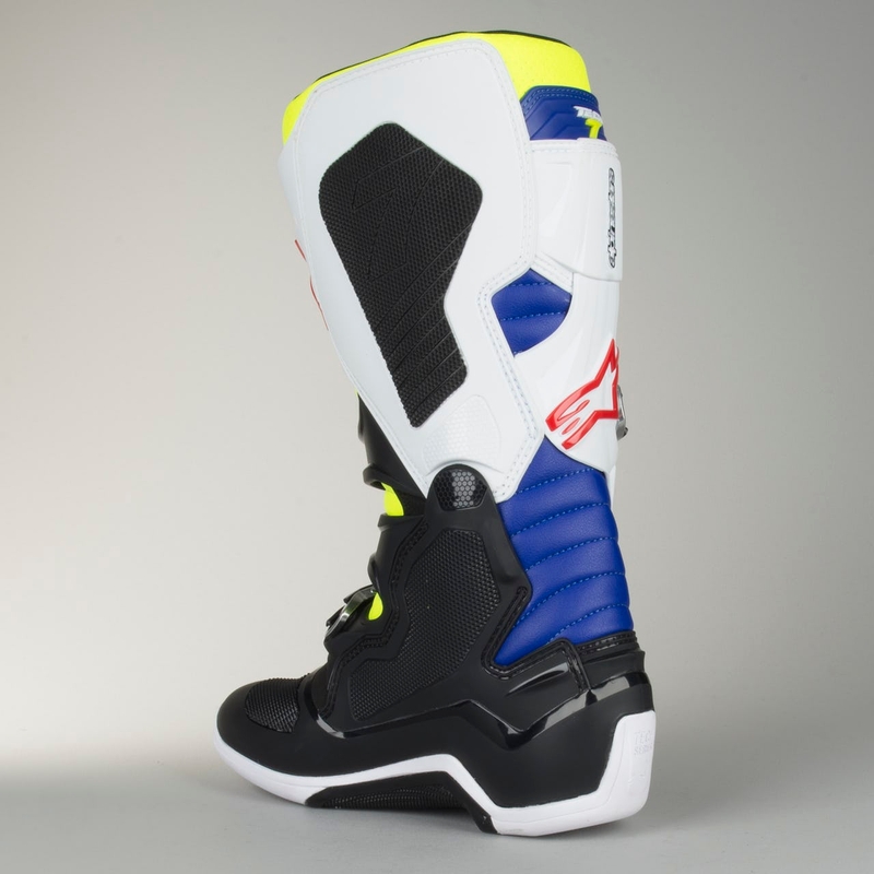 Vysoké čižmy na motocykel Alpinestars Tech 7 bielo-čierno-modro-červeno-fluorescenčno žlté