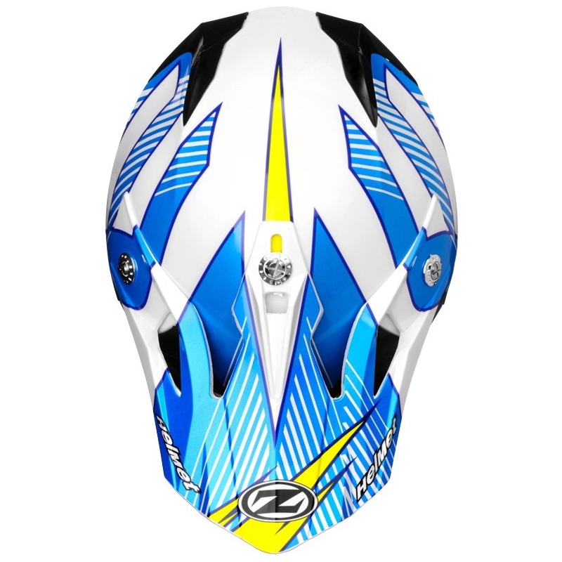 Motokrosová prilba ZED X1.9D bielo-modro-žlto-čierna výpredaj