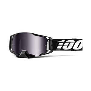 Motokrosové okuliare 100 % ARMEGA čierne (strieborné plexisklo)