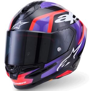 Integrálna helma na motorku Alpinestars S-R7 Lumen čierno-fialovo-fluo červeno-biela