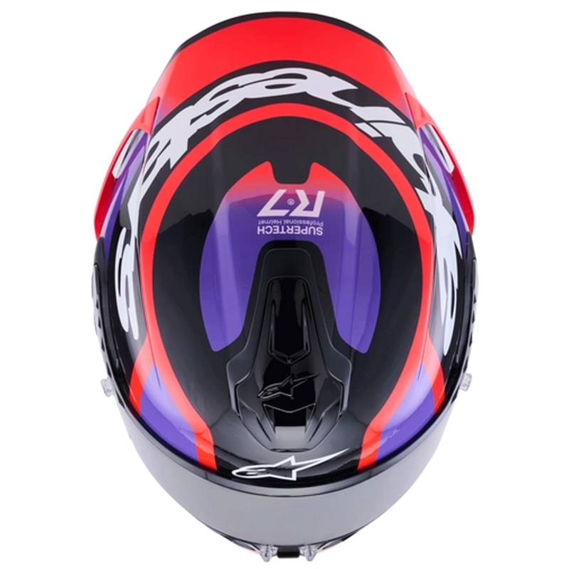 Integrálna helma na motorku Alpinestars S-R7 Lumen čierno-fialovo-fluo červeno-biela