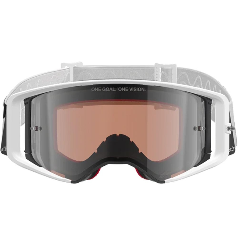 Motokrosové okuliare Alpinestars Supertech Corp bielo-šedé s červeným plexi