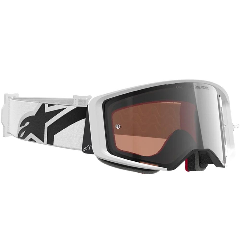 Motokrosové okuliare Alpinestars Supertech Corp bielo-šedé s červeným plexi
