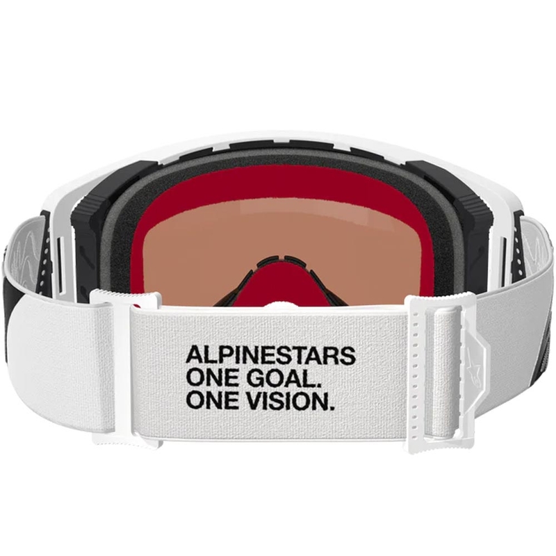 Motokrosové okuliare Alpinestars Supertech Corp bielo-šedé s červeným plexi