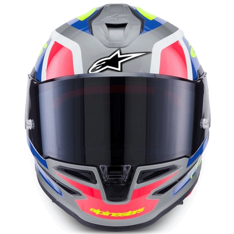 Integrálna helma na motorku Alpinestars S-R7 Lumen strieborno-čierno-ružovo-fluo žltá