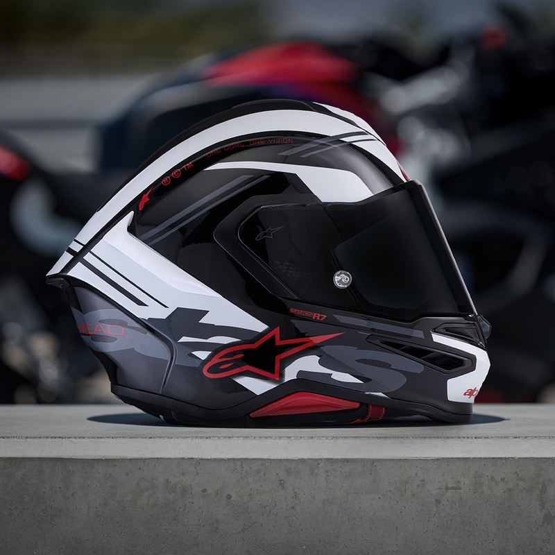 Integrálna helma na motorku Alpinestars S-R7 A-Core čierno-bielo-červená