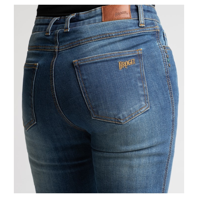 Dámske jeansy na motocykel BROGER California modré výpredaj