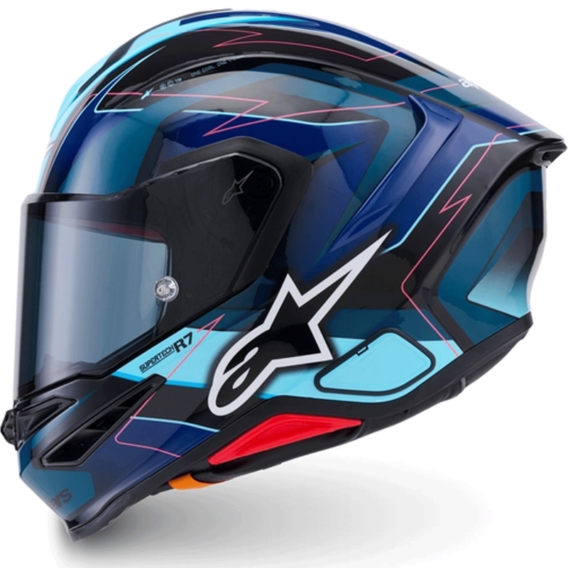 Integrálna helma na motorku Alpinestars S-R7 Kinetis čierno-modro-fluo ružovo-biela