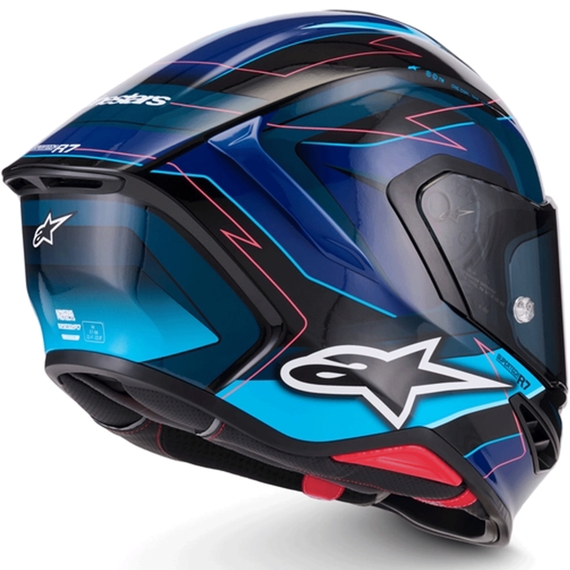Integrálna helma na motorku Alpinestars S-R7 Kinetis čierno-modro-fluo ružovo-biela