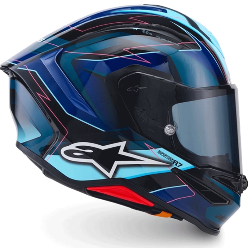 Integrálna helma na motorku Alpinestars S-R7 Kinetis čierno-modro-fluo ružovo-biela