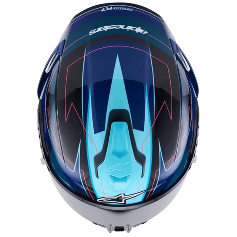 Integrálna helma na motorku Alpinestars S-R7 Kinetis čierno-modro-fluo ružovo-biela