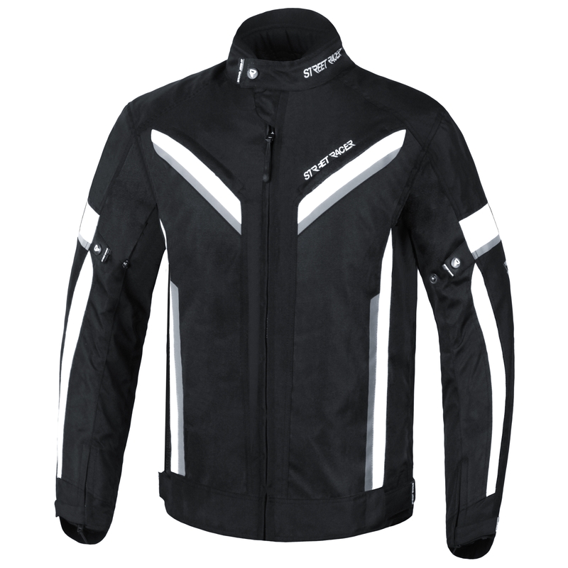 Predĺžená bunda na motocykel Street Racer Viper čierno-biela výpredaj