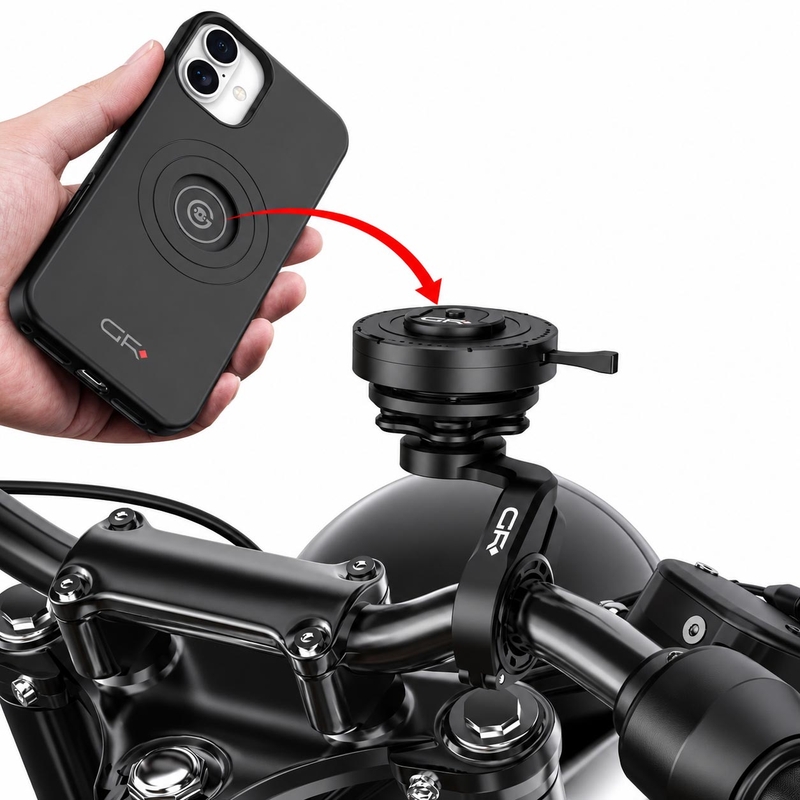 Držiak telefónu na riadidlá motocykla so zakrivením GRxplore MT10 čierny