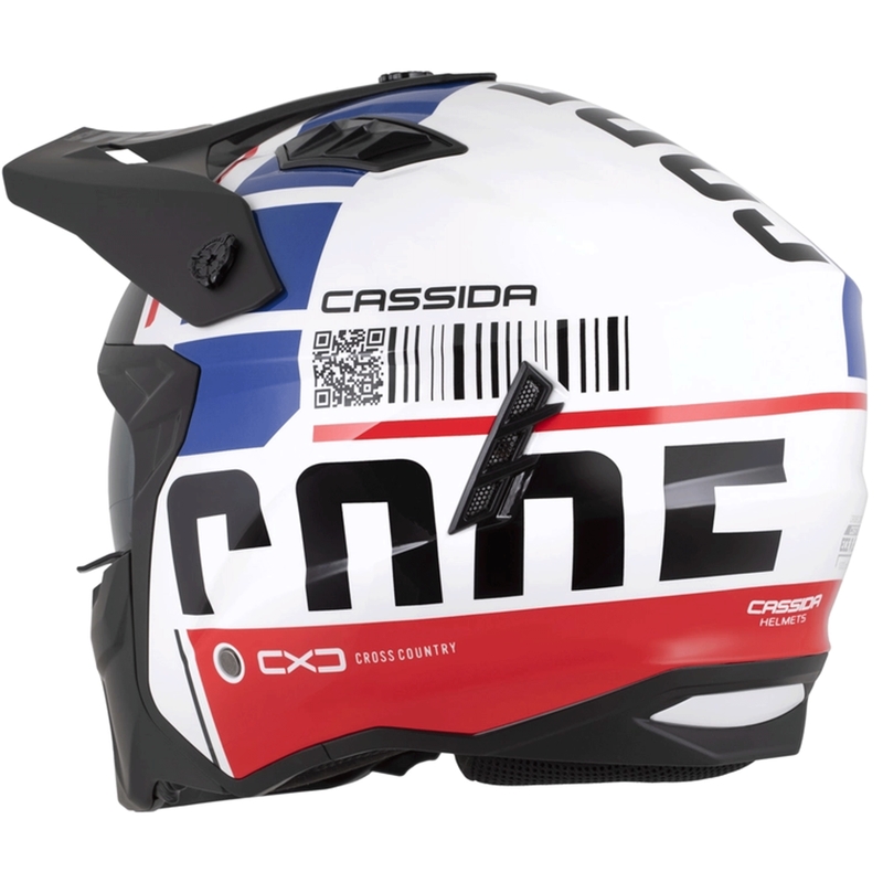 Modulárna helma na motorku Cassida Cross Country Code bielo-červeno-modro-čierna