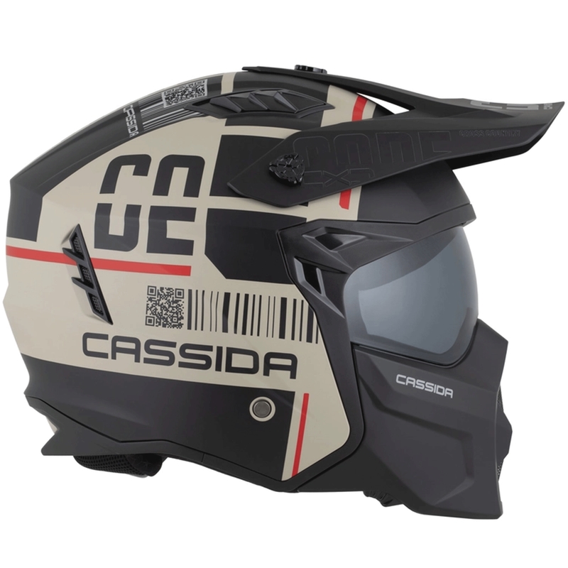 Modulárna helma na motorku Cassida Cross Country Code matná pieskovo-čierno-červená