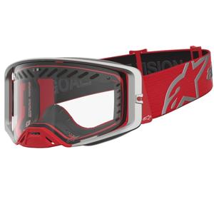 Motokrosové okuliare Alpinestars Supertech Dura Air Fluid červeno-strieborná s čírym plexi