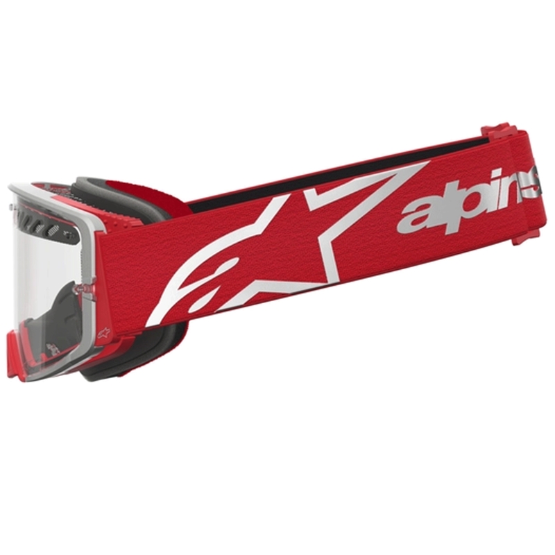 Motokrosové okuliare Alpinestars Supertech Dura Air Fluid červeno-strieborná s čírym plexi