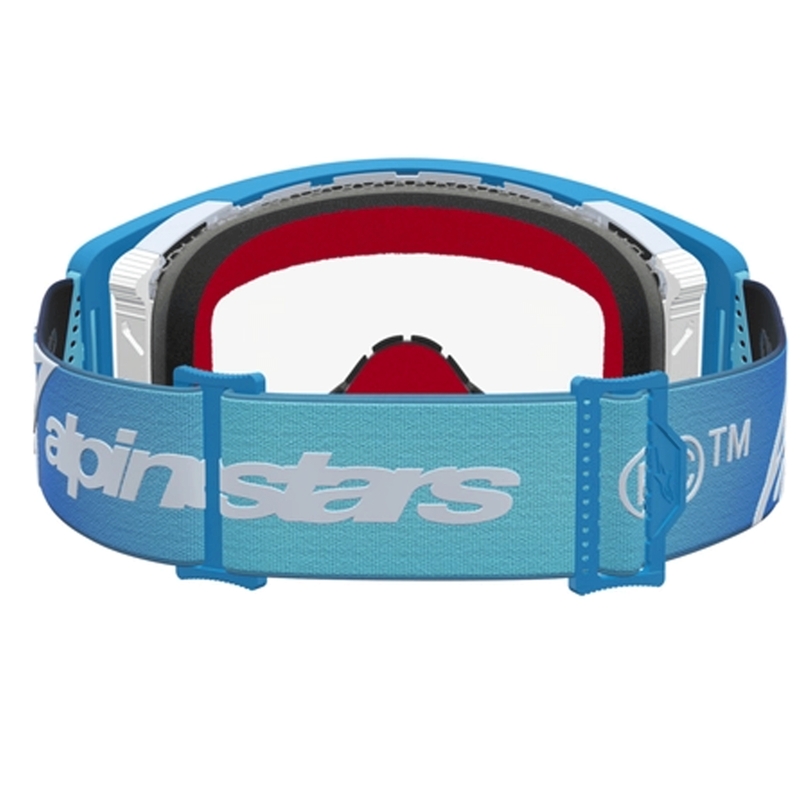Motokrosové okuliare Alpinestars Supertech Dura Air Fluid modro-strieborné s čírym plexi