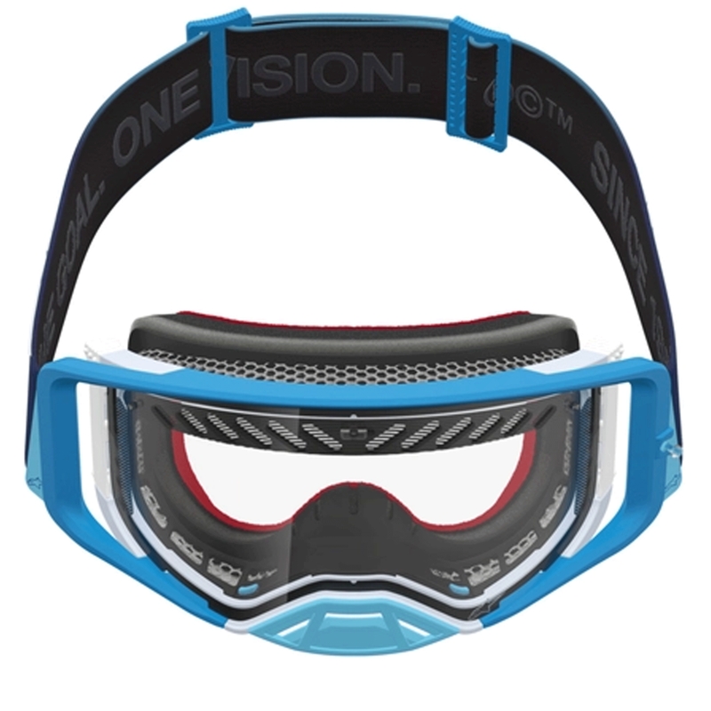 Motokrosové okuliare Alpinestars Supertech Dura Air Fluid modro-strieborné s čírym plexi